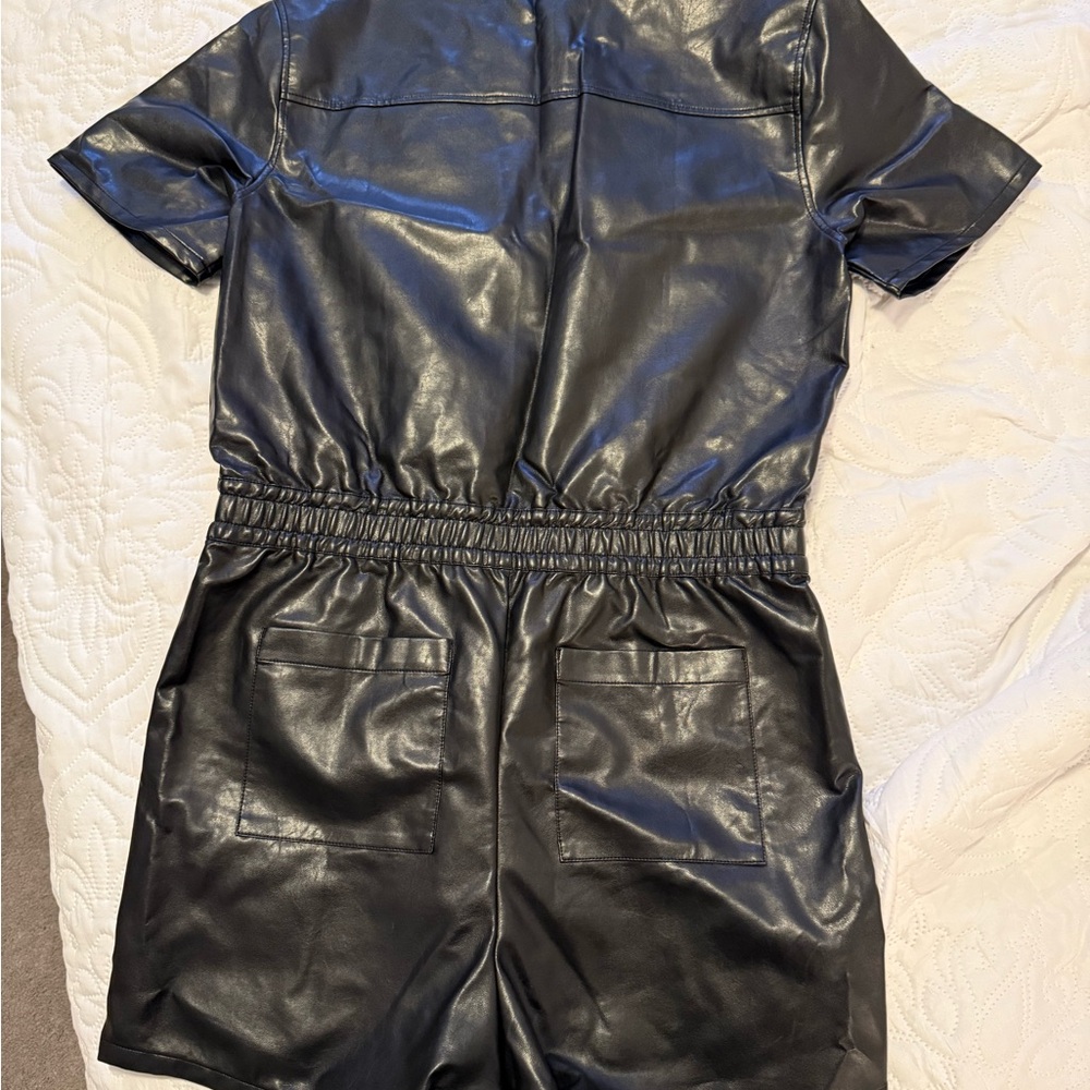 Black Faux Leather Jumpsuit - Picture 6 of 10